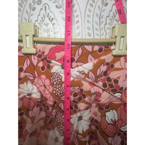 Aerie OFFLINE Floral Bike Shorts Brown Pink White Retro Yoga Athletic S - Picture 11 of 11